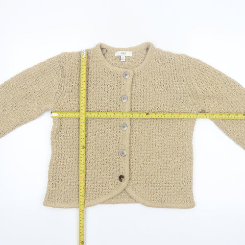 Marks and Spencer Women Beige Chunky Knit Cardigan M