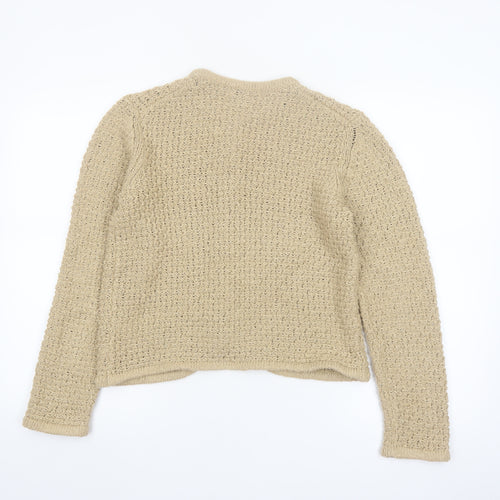 Marks and Spencer Women Beige Chunky Knit Cardigan M