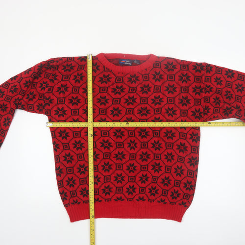High Velocity Men's Red Fair Isle Acrylic Knit Jumper L