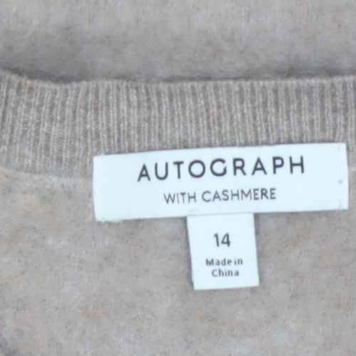 Marks and Spencer Women Beige Wool Cashmere Cardigan Size 14