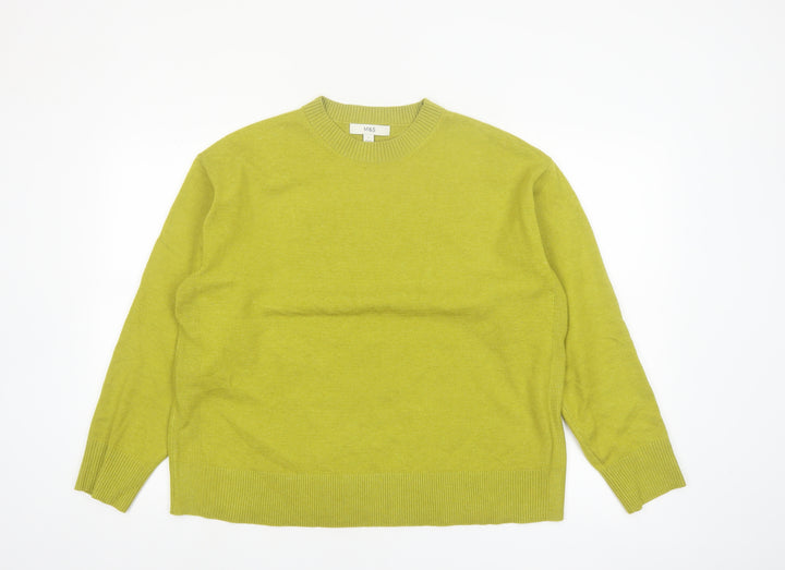 Marks and Spencer Women's Green Crew Neck Pullover Jumper Size L