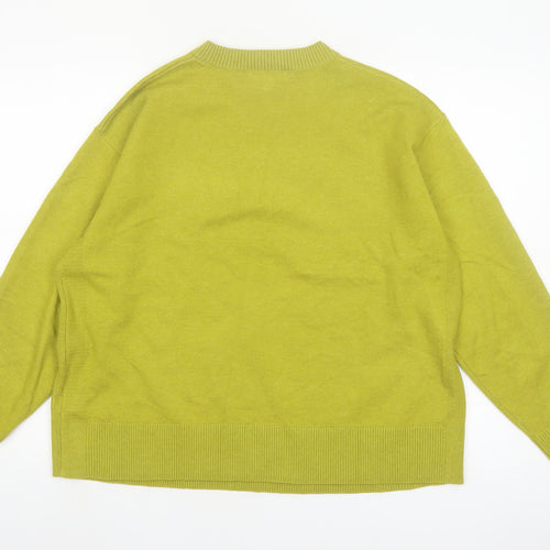 Marks and Spencer Women's Green Crew Neck Pullover Jumper Size L