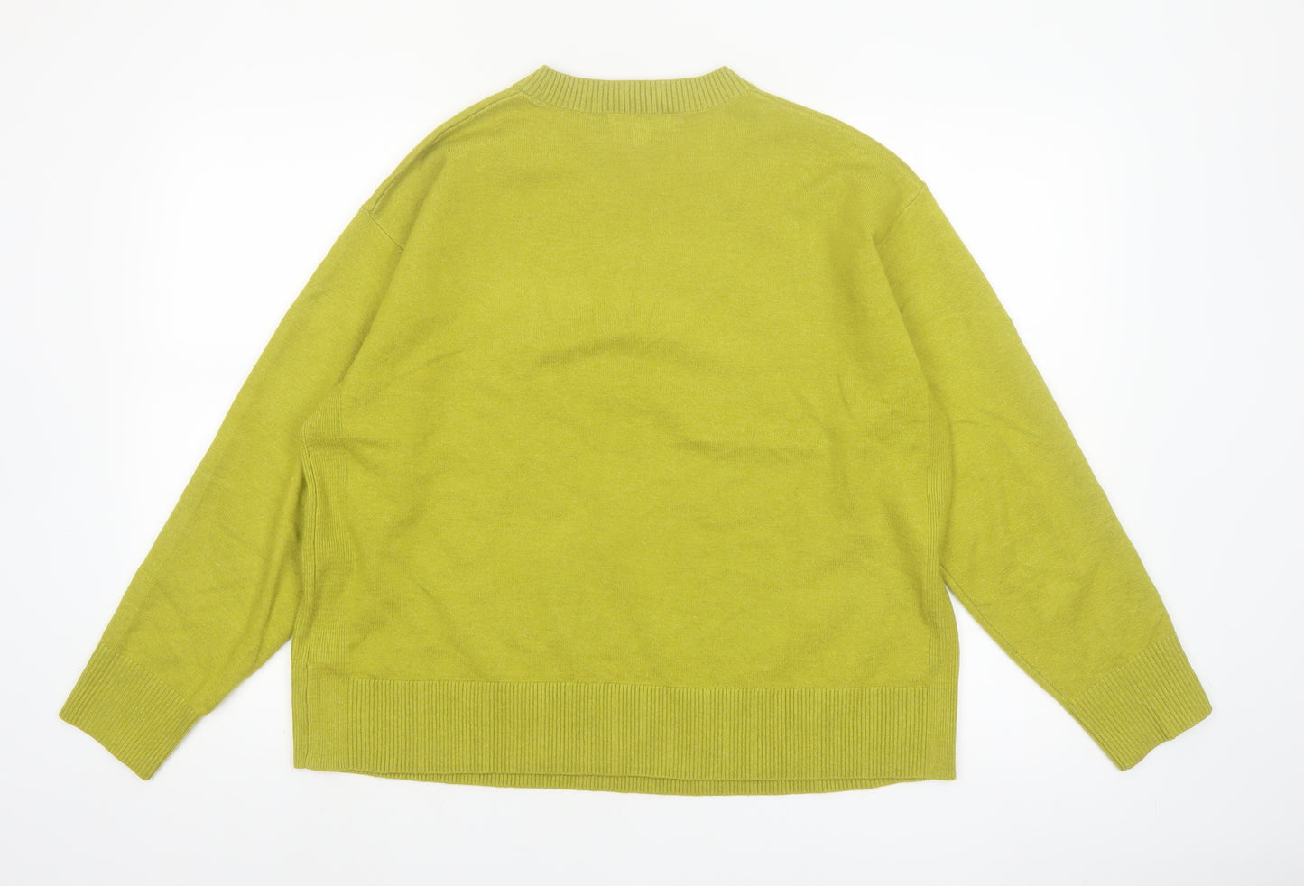 Marks and Spencer Women's Green Crew Neck Pullover Jumper Size L