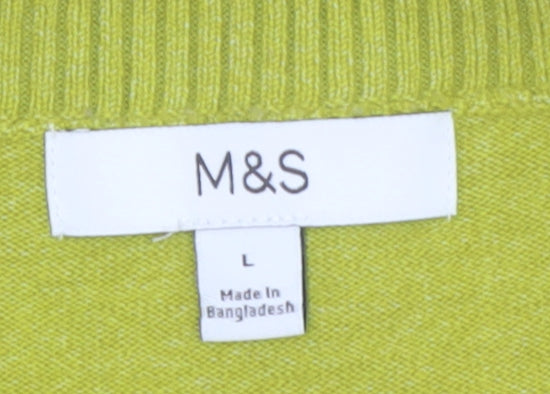 Marks and Spencer Women's Green Crew Neck Pullover Jumper Size L