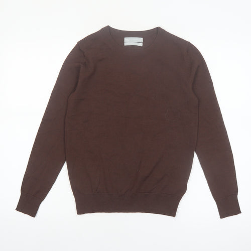 Marks and Spencer Women Brown Merino Wool Crew Neck Jumper Size 8