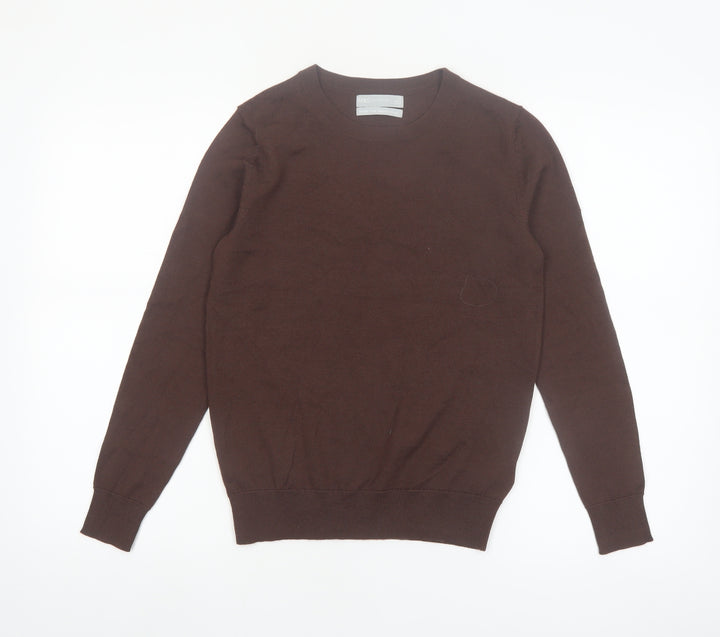 Marks and Spencer Women Brown Merino Wool Crew Neck Jumper Size 8