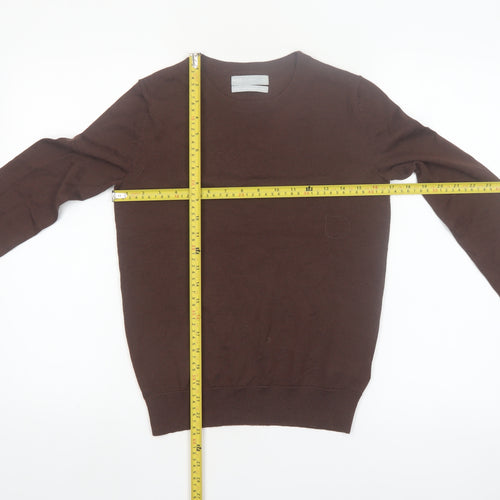Marks and Spencer Women Brown Merino Wool Crew Neck Jumper Size 8