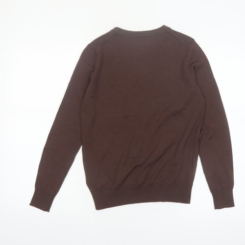 Marks and Spencer Women Brown Merino Wool Crew Neck Jumper Size 8