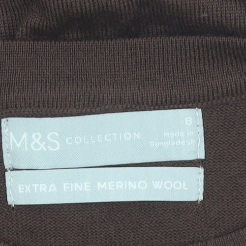 Marks and Spencer Women Brown Merino Wool Crew Neck Jumper Size 8