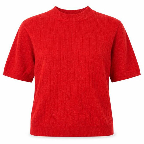 Sag Harbor Women's Red Short Sleeve Mock Neck Jumper Size S Acrylic Blend
