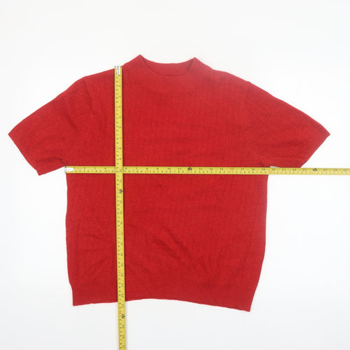 Sag Harbor Women's Red Short Sleeve Mock Neck Jumper Size S Acrylic Blend