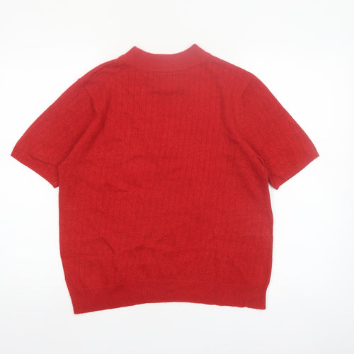Sag Harbor Women's Red Short Sleeve Mock Neck Jumper Size S Acrylic Blend