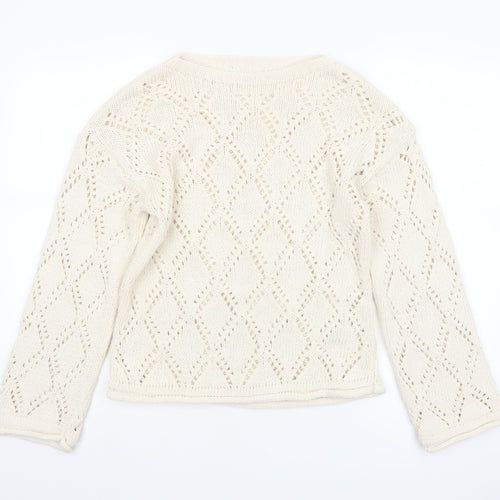 Marks and Spencer Women Ivory Open-Knit Jumper Medium