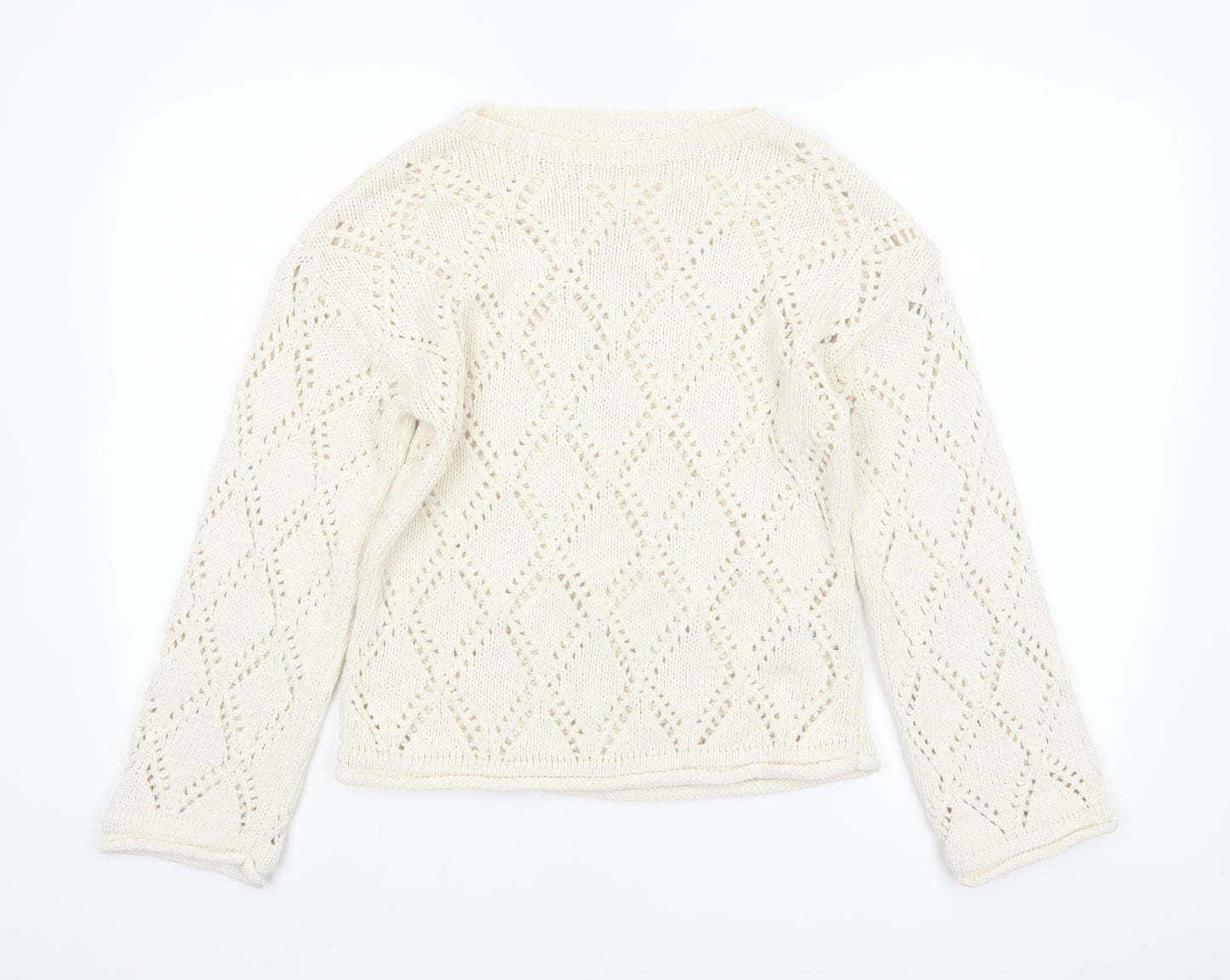 Marks and Spencer Women Ivory Open-Knit Jumper Medium
