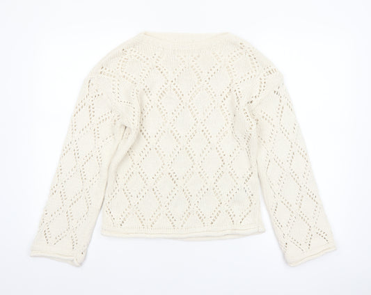 Marks and Spencer Women Ivory Open-Knit Jumper Medium