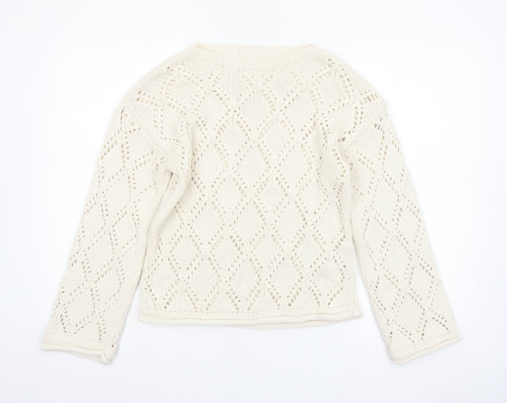Marks and Spencer Women Ivory Open-Knit Jumper Medium