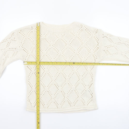 Marks and Spencer Women Ivory Open-Knit Jumper Medium