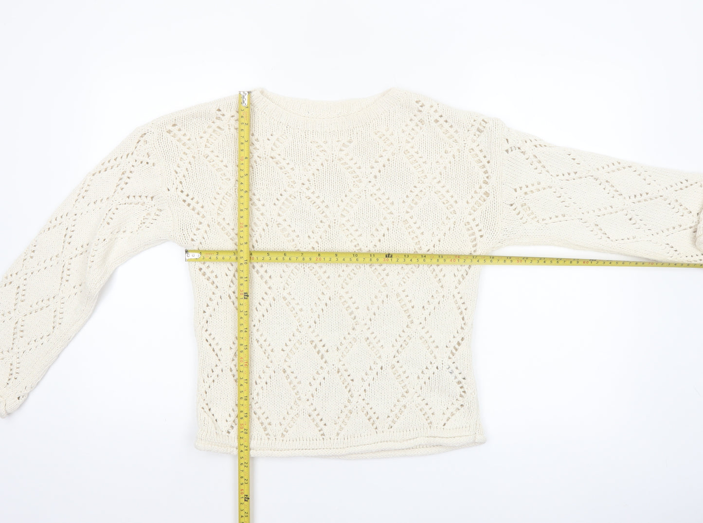 Marks and Spencer Women Ivory Open-Knit Jumper Medium
