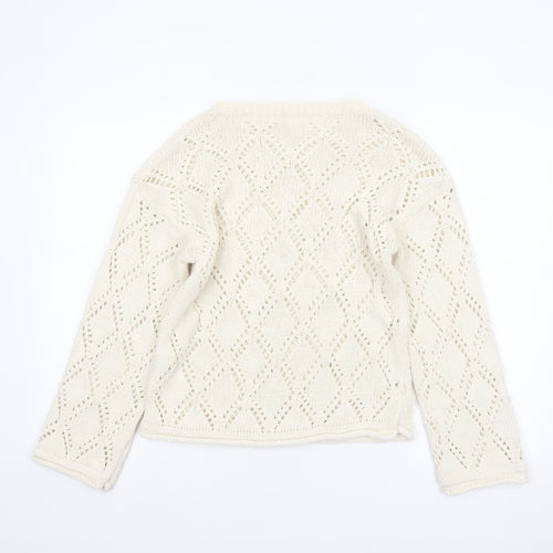 Marks and Spencer Women Ivory Open-Knit Jumper Medium