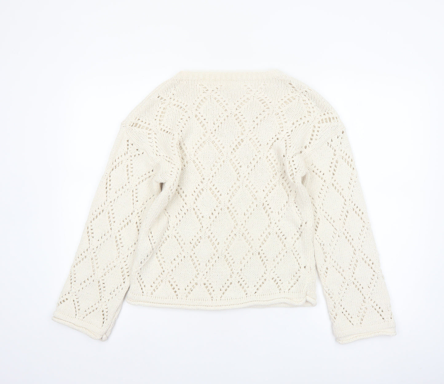 Marks and Spencer Women Ivory Open-Knit Jumper Medium