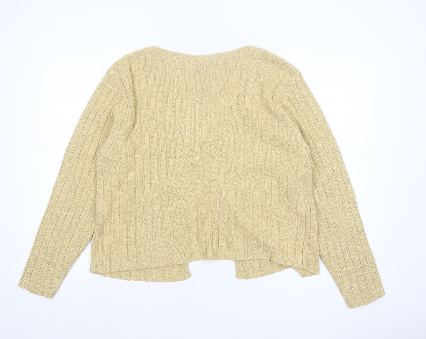 Fashion Bug Women Beige V-Neck Knit Long Sleeve Cardigan L