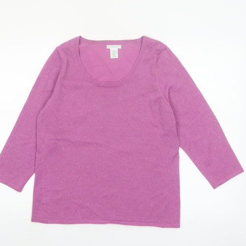Laura Ashley Women’s Purple Glitter Knit Scoop Neck Jumper M
