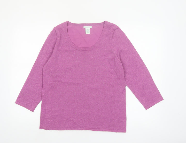 Laura Ashley Women’s Purple Glitter Knit Scoop Neck Jumper M