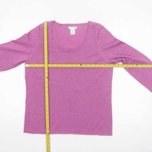 Laura Ashley Women’s Purple Glitter Knit Scoop Neck Jumper M