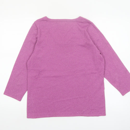 Laura Ashley Women’s Purple Glitter Knit Scoop Neck Jumper M