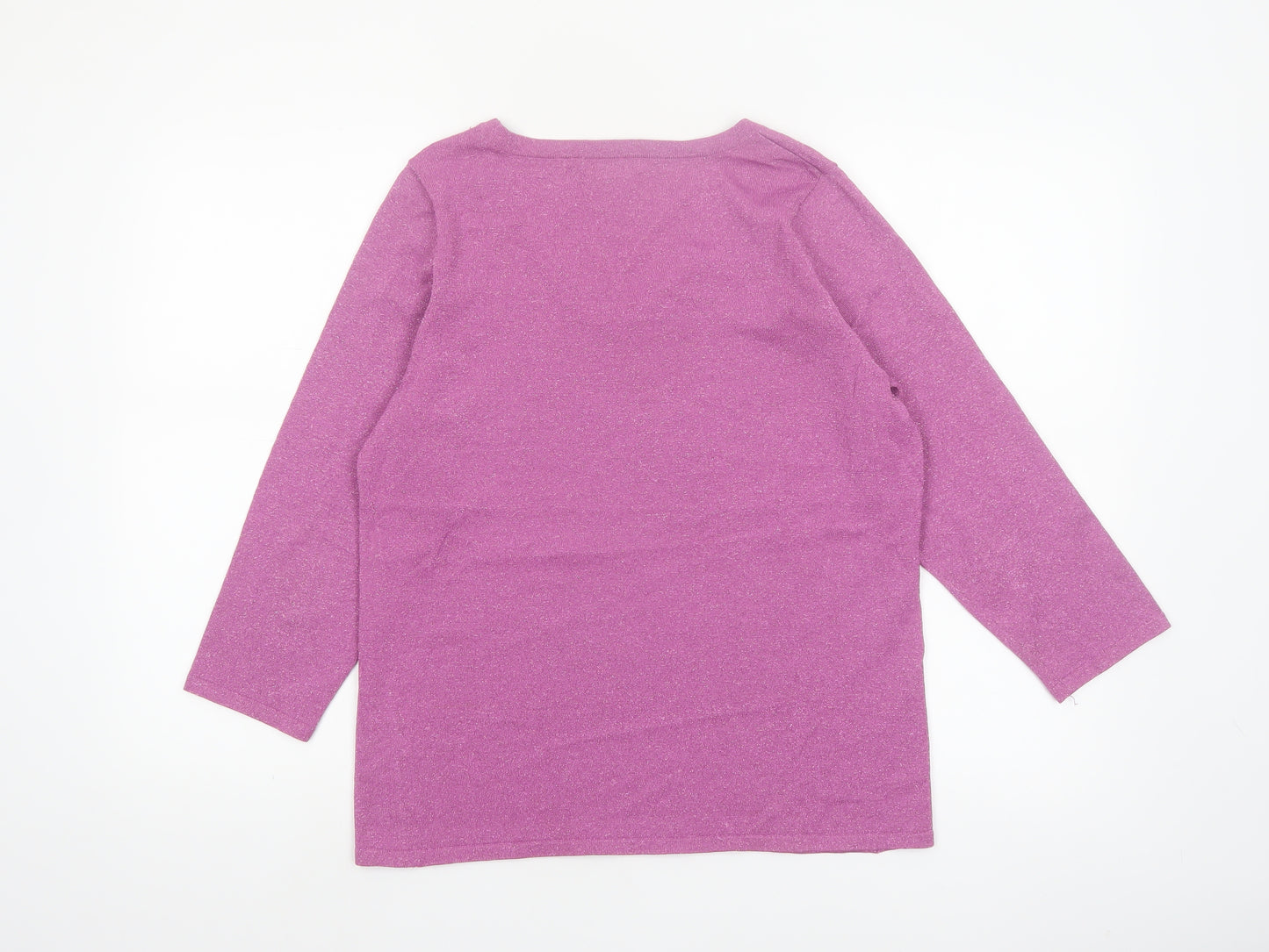 Laura Ashley Women’s Purple Glitter Knit Scoop Neck Jumper M