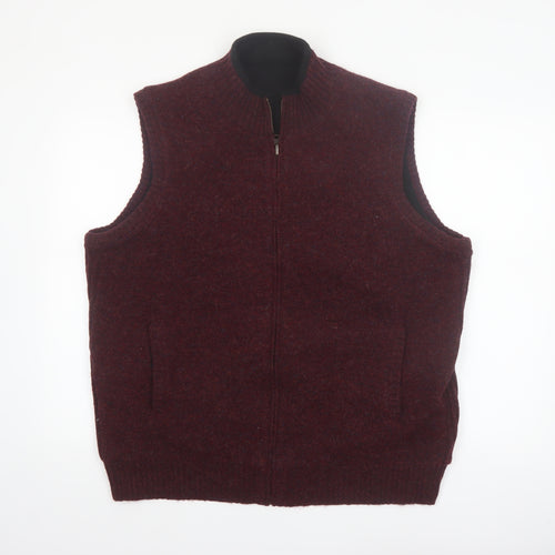Pendleton Men's Brown Shetland Wool Full Zip Vest XL Classic Knit