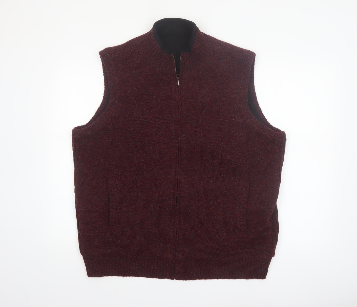 Pendleton Men's Brown Shetland Wool Full Zip Vest XL Classic Knit