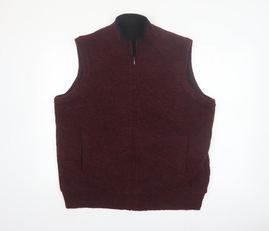 Pendleton Men's Brown Shetland Wool Full Zip Vest XL Classic Knit