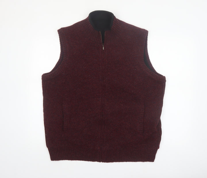 Pendleton Men's Brown Shetland Wool Full Zip Vest XL Classic Knit