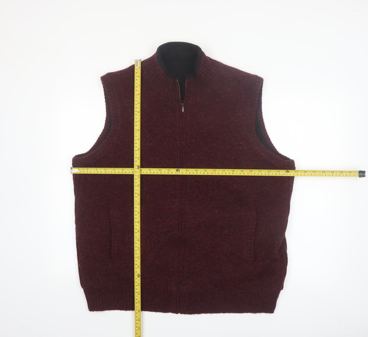 Pendleton Men's Brown Shetland Wool Full Zip Vest XL Classic Knit