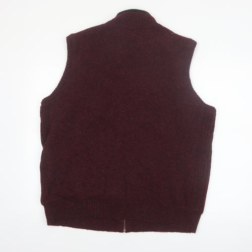 Pendleton Men's Brown Shetland Wool Full Zip Vest XL Classic Knit