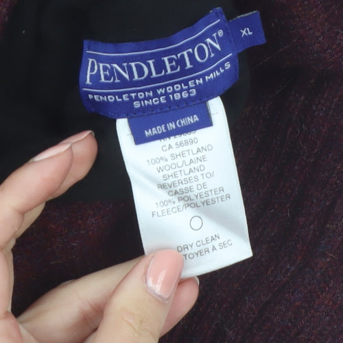 Pendleton Men's Brown Shetland Wool Full Zip Vest XL Classic Knit