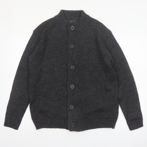 Woolovers Men Grey Wool Button Cardigan M Knit Jumper