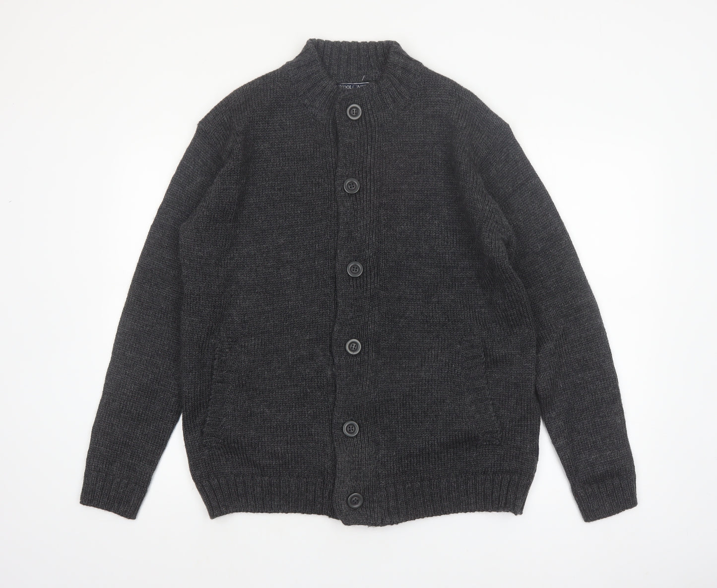 Woolovers Men Grey Wool Button Cardigan M Knit Jumper