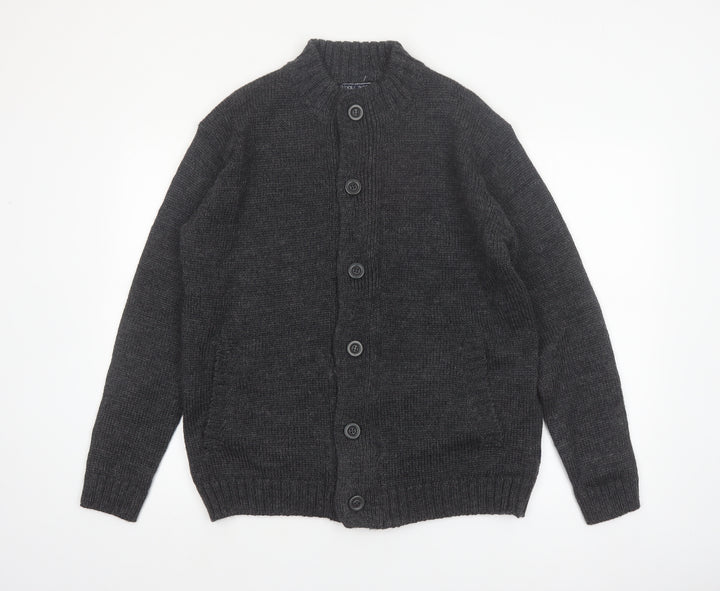 Woolovers Men Grey Wool Button Cardigan M Knit Jumper