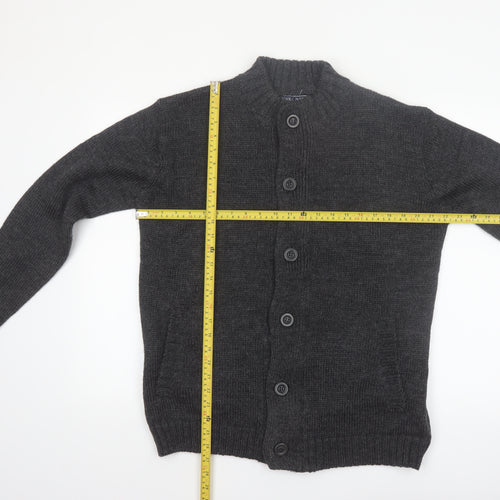 Woolovers Men Grey Wool Button Cardigan M Knit Jumper