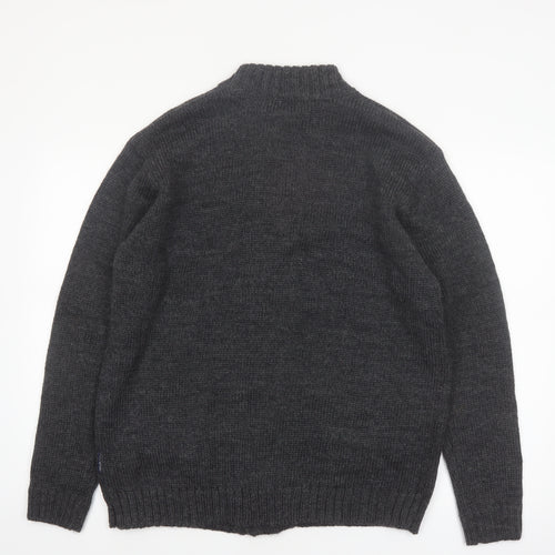 Woolovers Men Grey Wool Button Cardigan M Knit Jumper