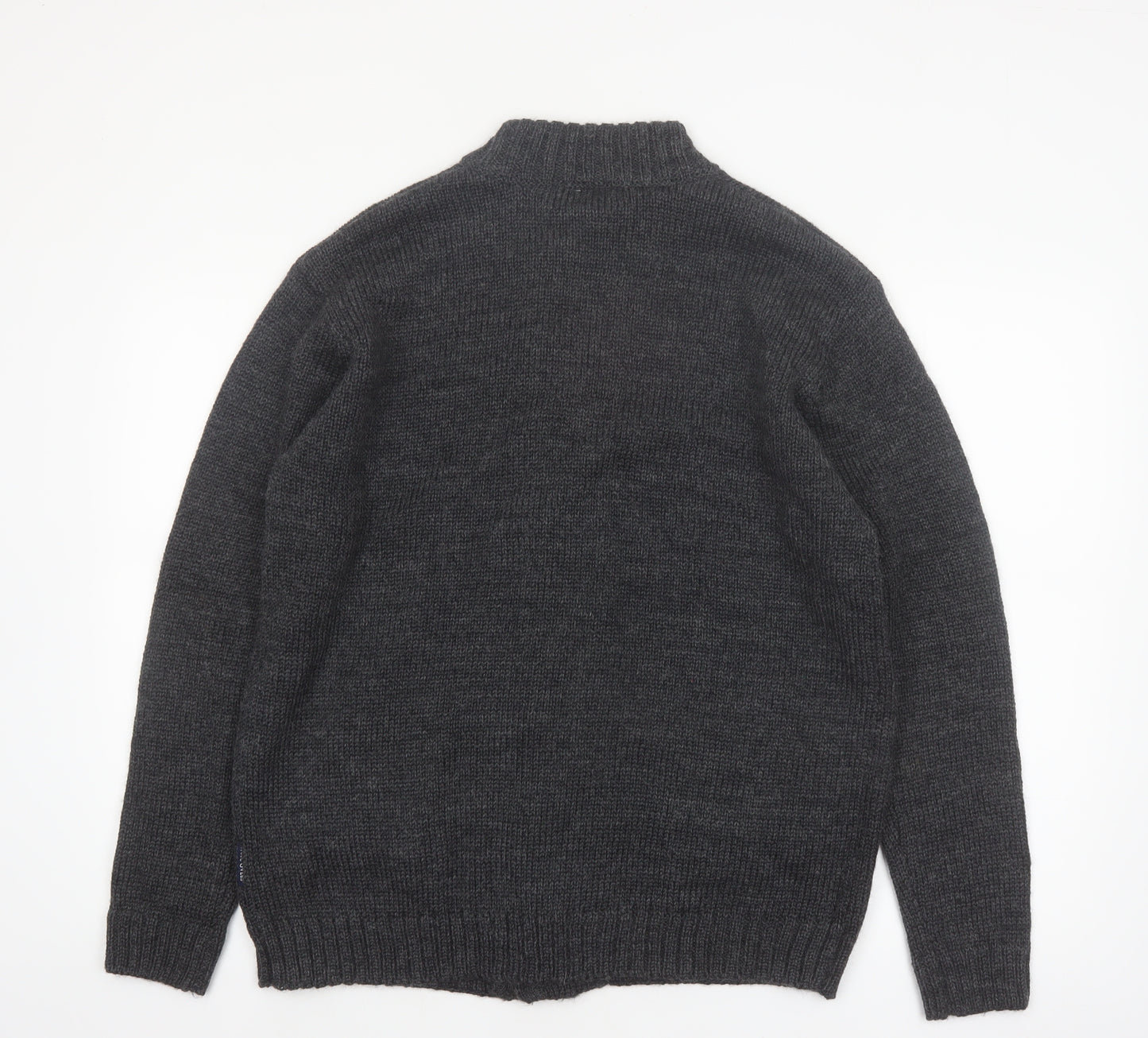 Woolovers Men Grey Wool Button Cardigan M Knit Jumper