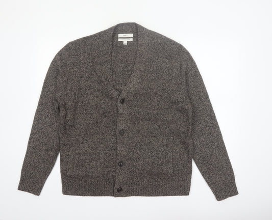 Marks and Spencer Mens Grey Lambswool Cardigan L V-Neck Knit Jumper
