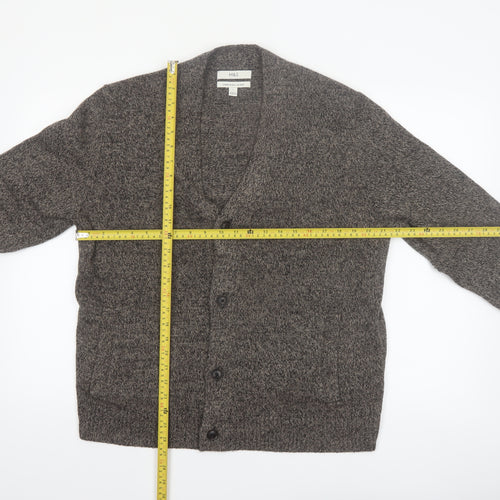 Marks and Spencer Mens Grey Lambswool Cardigan L V-Neck Knit Jumper