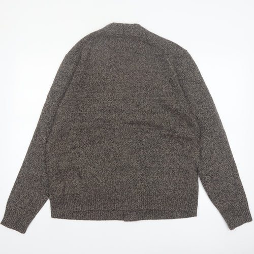 Marks and Spencer Mens Grey Lambswool Cardigan L V-Neck Knit Jumper