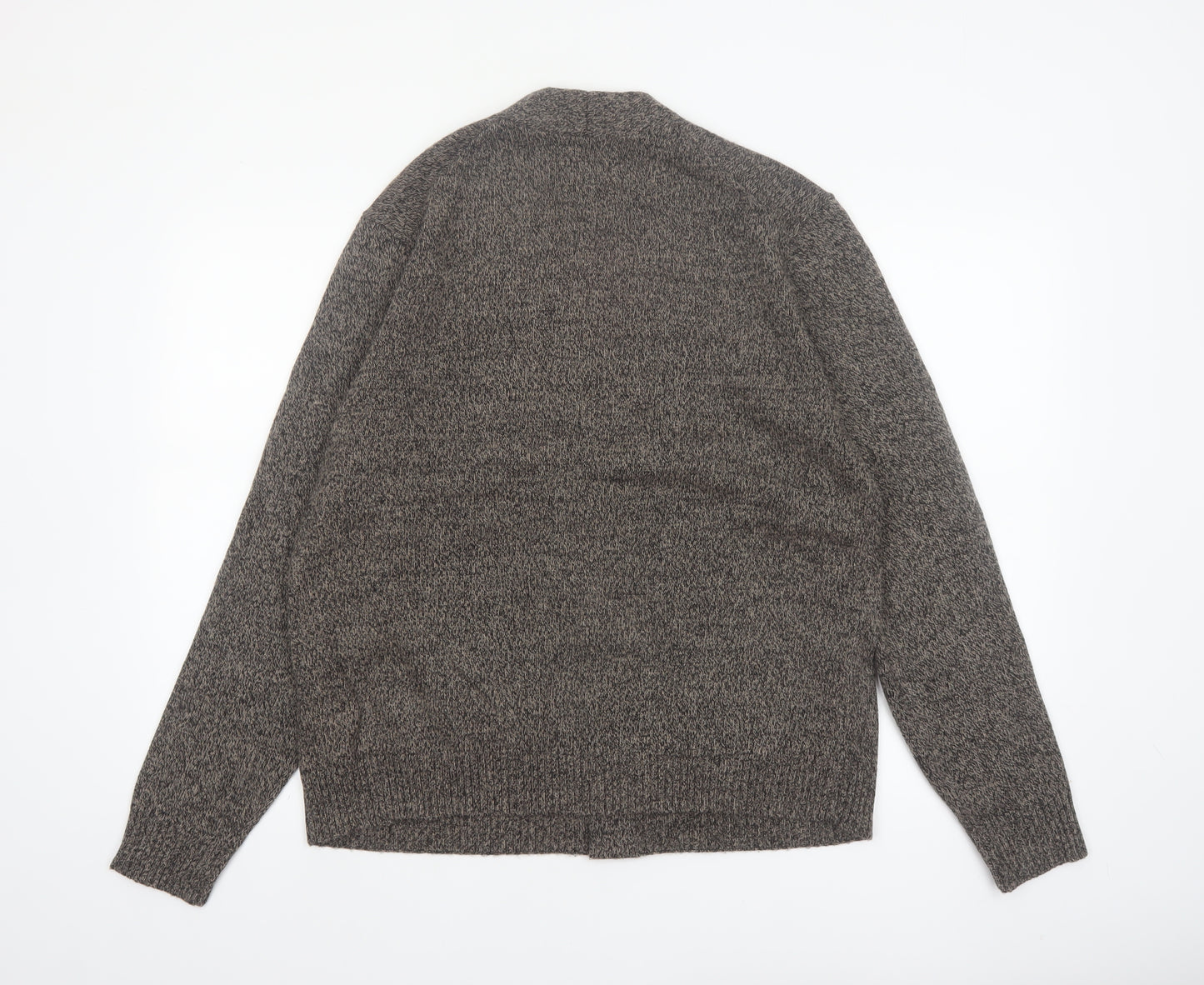 Marks and Spencer Mens Grey Lambswool Cardigan L V-Neck Knit Jumper