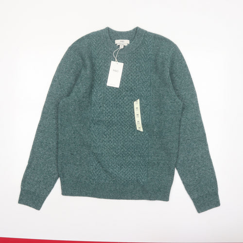 Marks and Spencer Men’s Green Wool Blend Crew Neck Jumper Medium