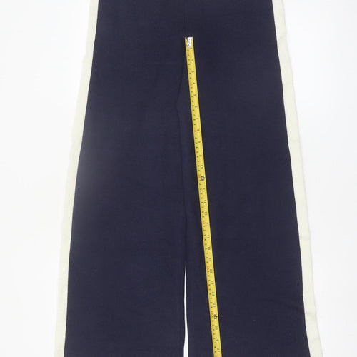 Marks and Spencer Women Navy Blue Wool Blend Wide-Leg Trousers Size S