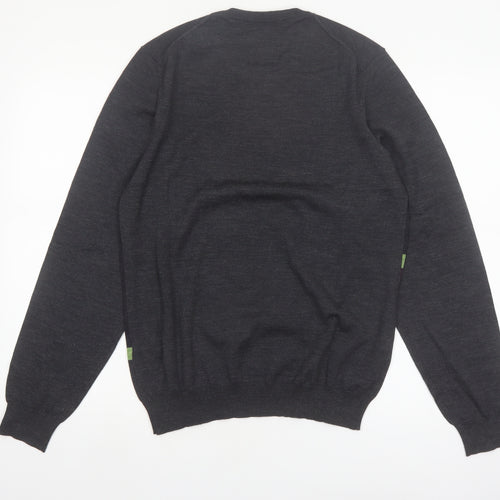 Nigel Hall Men’s Grey Wool Geometric Pullover Jumper Size L